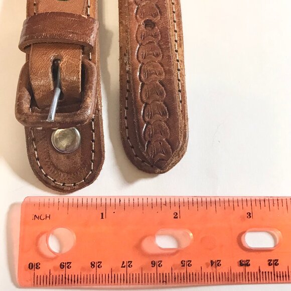Vintage Handcrafted Tooled Mens Womens Brown Leather Belt Size 32 S/M 30"-34" - Picture 14 of 16